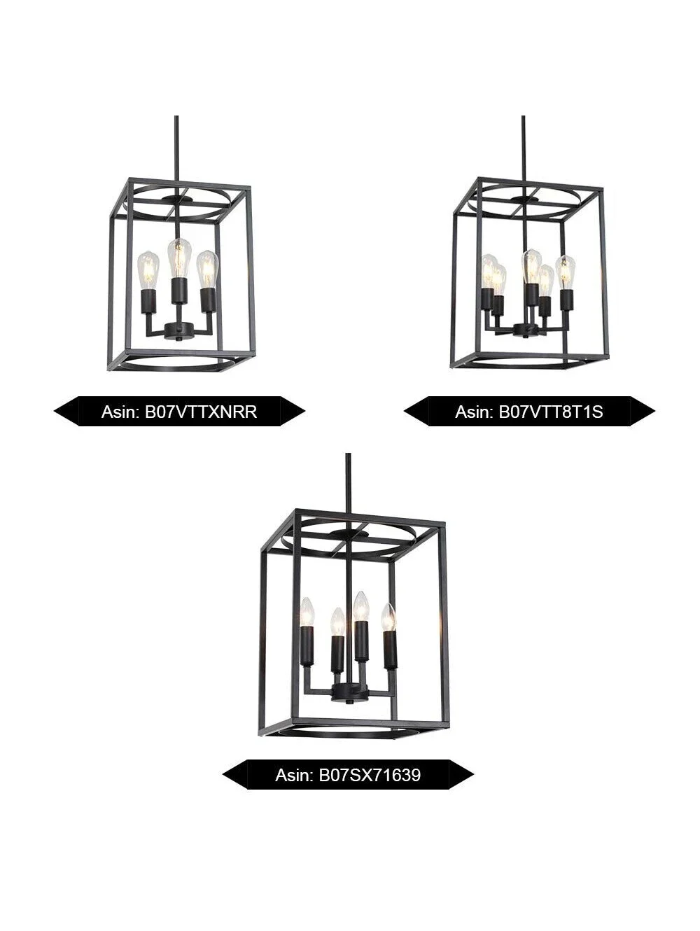 Bonlicht Rustic Hall Foyer Cage Chandelier 3-Light Vintage Industrial Farmhouse